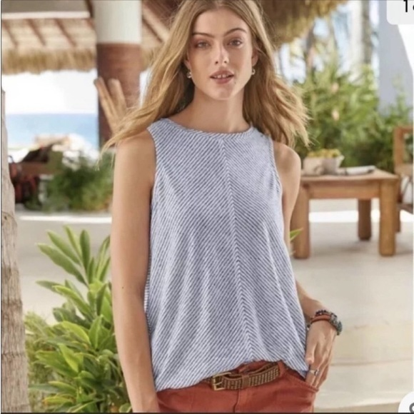 Sundance Mary Kate Black White Striped LinenTop Size Medium - Picture 1 of 8